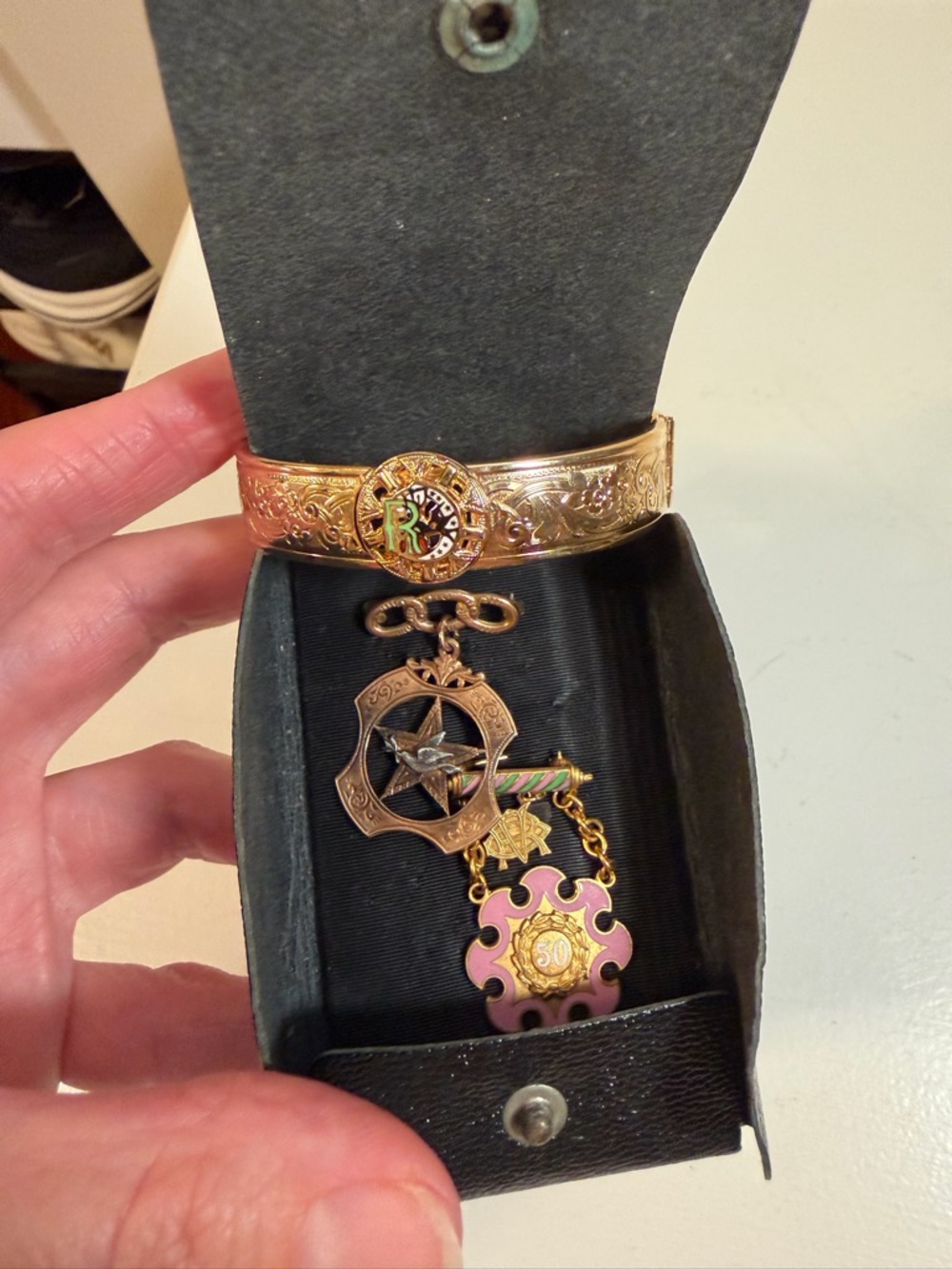Vintage Odd Fellows Daughters of Rebekah Medals and Bracelet - Picture 2 of 12